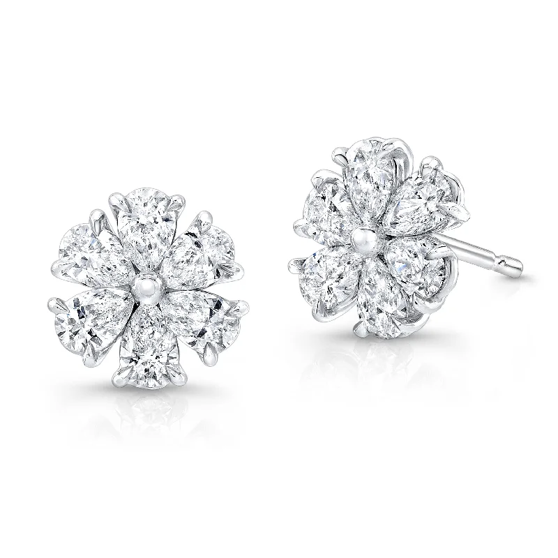 Stylish Dangling Earrings-Petal Diamond Studs