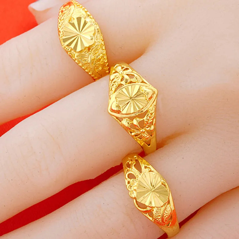 Gold Engagement Ring-1 Piece Simple Style Flower Copper Plating 24k Gold Plated Open Ring