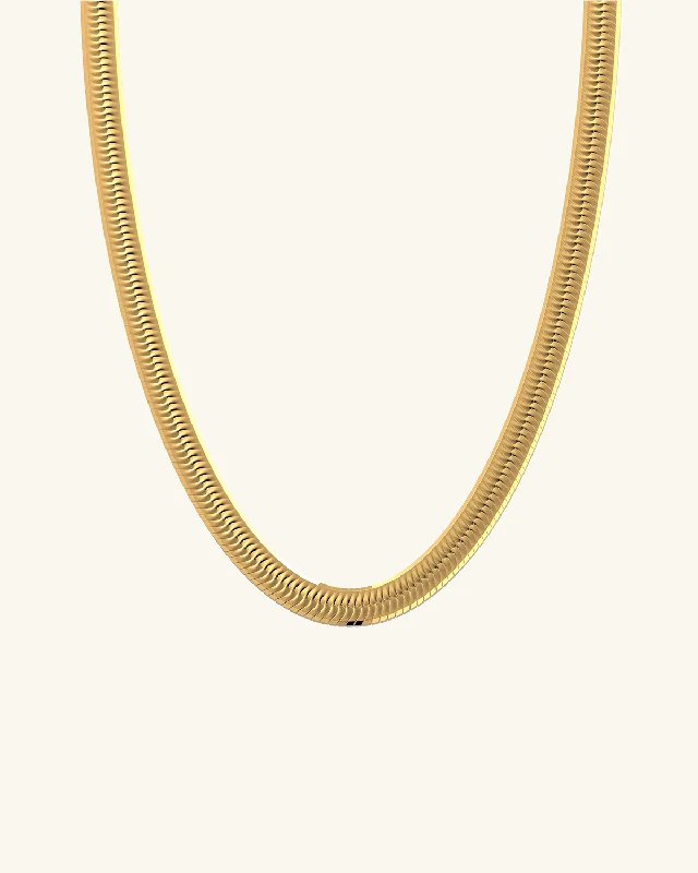 Black Diamond Necklace-FLAT SERPENT CHAIN NECKLACE