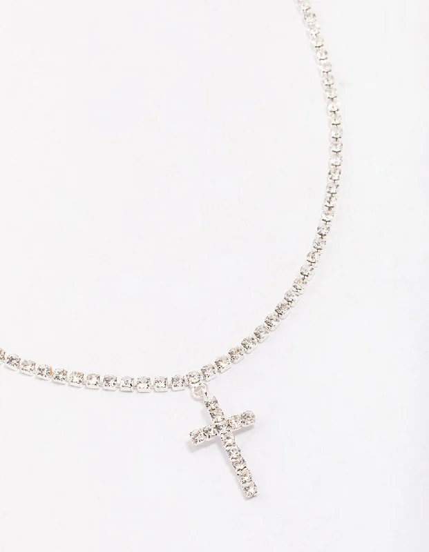 Classic Heart Necklace-Silver Cup Chain Chain Cross Pendant Necklace