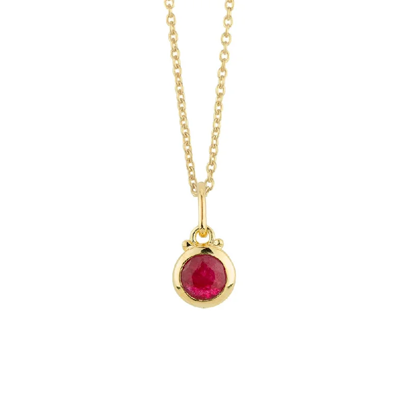 Two-Piece Necklace Set-July Birthstone Charm Necklace in Gold