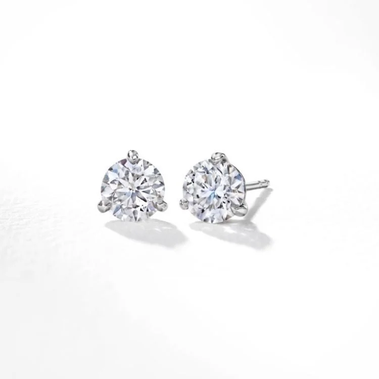 Geometric Dangle Earrings-3 Prong Solitaire Studs