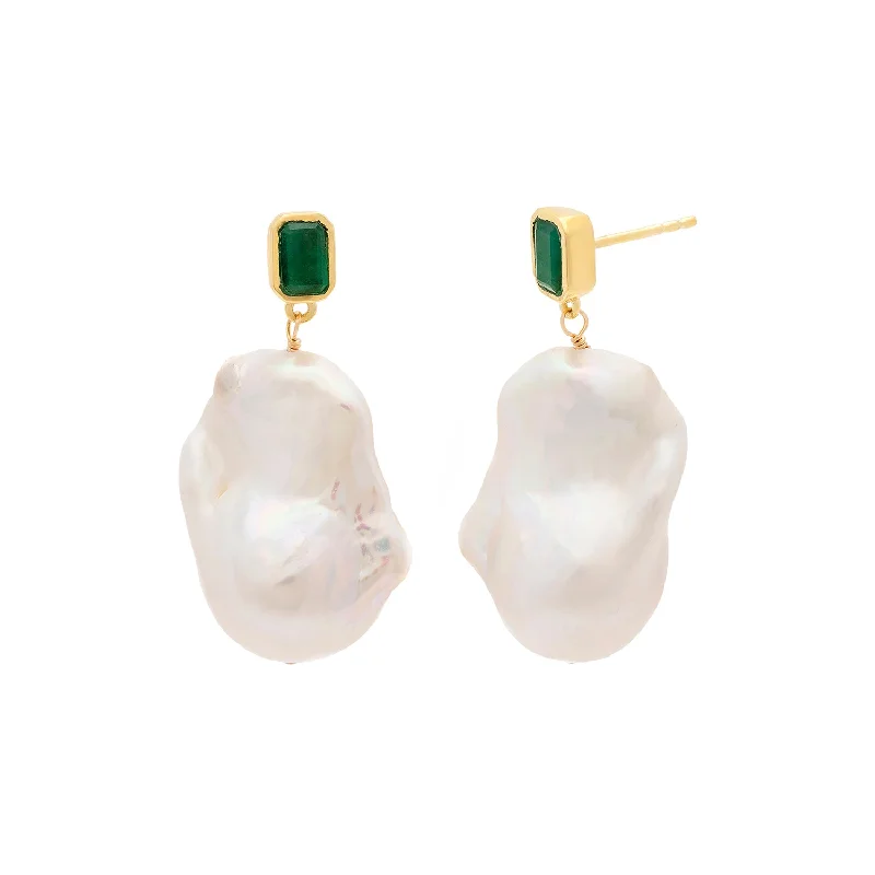 Eco-Friendly Hoop Earrings-Baroque Super Drop | Pearl & Emerald