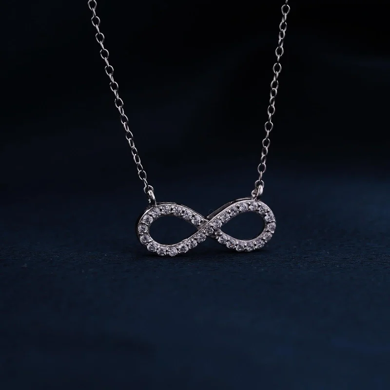 Bridal Crystal Necklace-Silver Infinity Grace Diamond Necklace