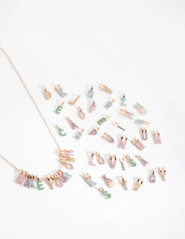 Modern Gold Necklace-Kids Rose Gold Glitter Paper Make-Your-Own Necklace