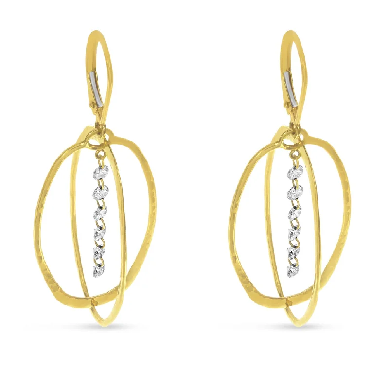 Luxury Diamond Earrings-14K Yellow Gold 0.60ctw Dashing Diamond Oval Drop Earrings