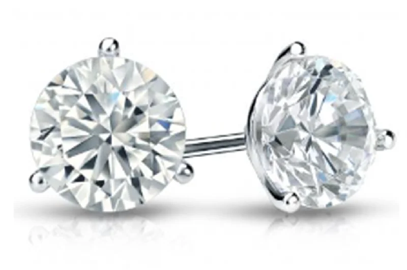 Silver Earrings with Diamonds-14K White Gold 0.75ctw Round Diamond Solitaire Stud Earrings