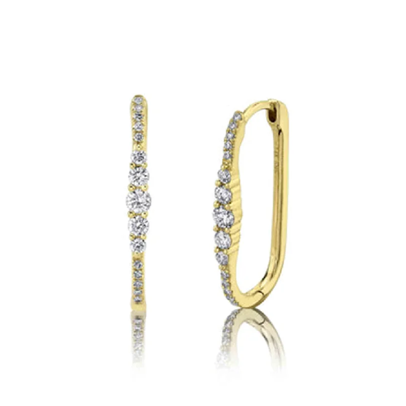 Modern Drop Earrings-14K Yellow Gold 0.29ctw Graduated Diamond Oval Hoop Earrings by Shy Creation