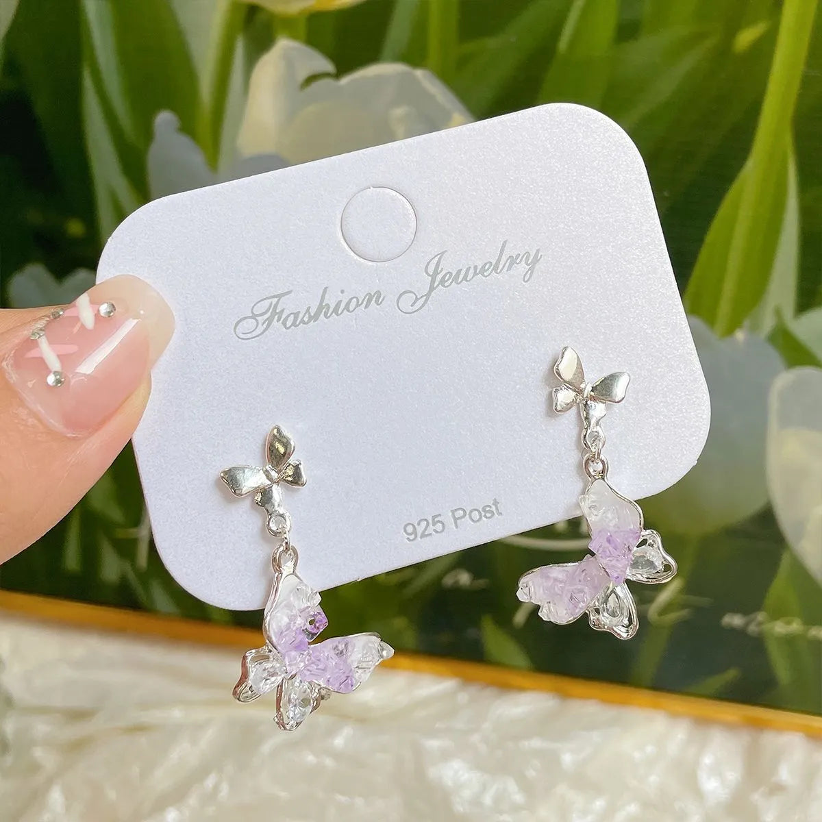 FS2 Purple Ice Crystal Butterfly---Earrings