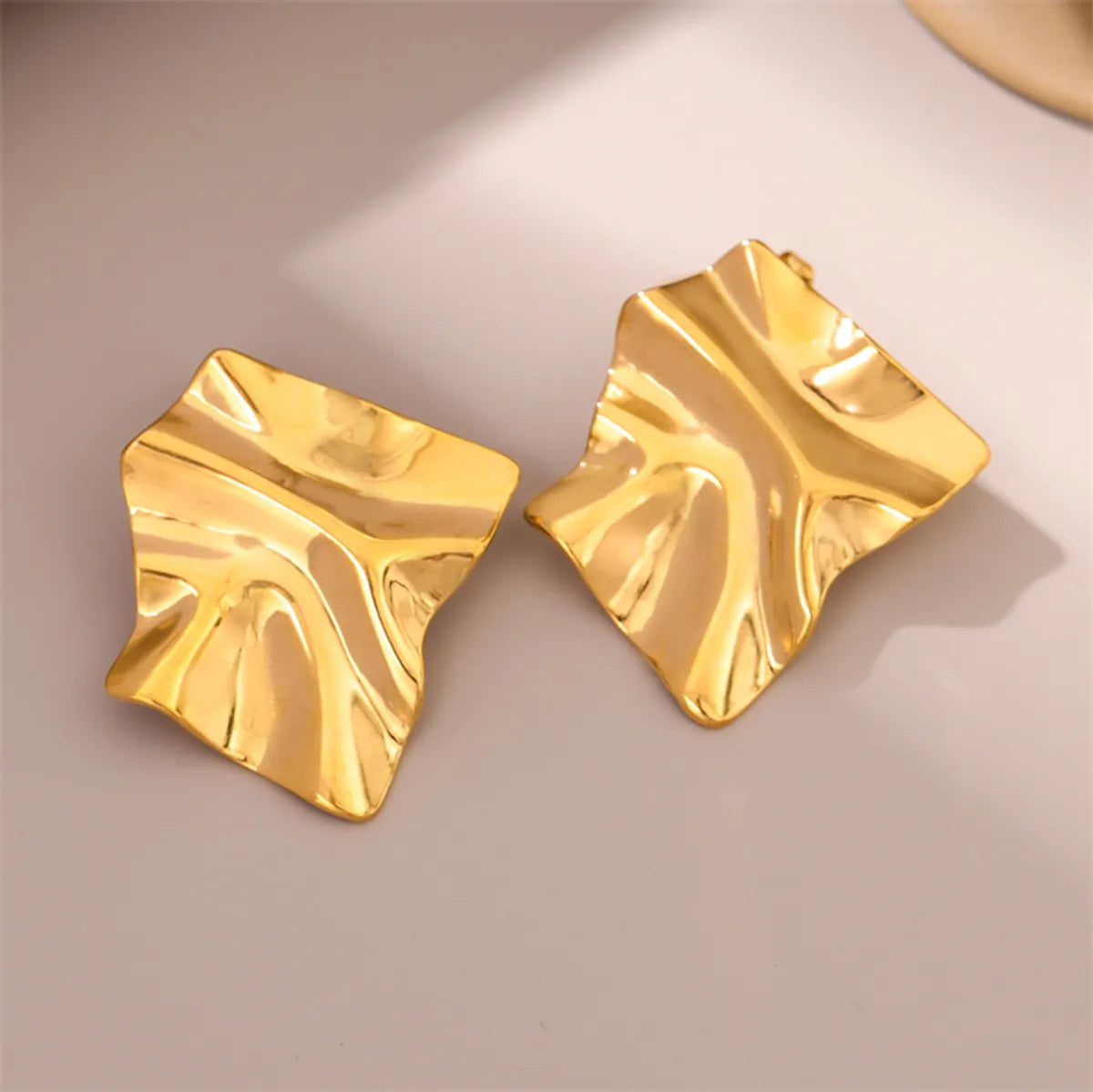 Unique Promise Ring-1 Pair Retro Simple Style Irregular Square Plating Stainless Steel 18k Gold Plated Ear Studs