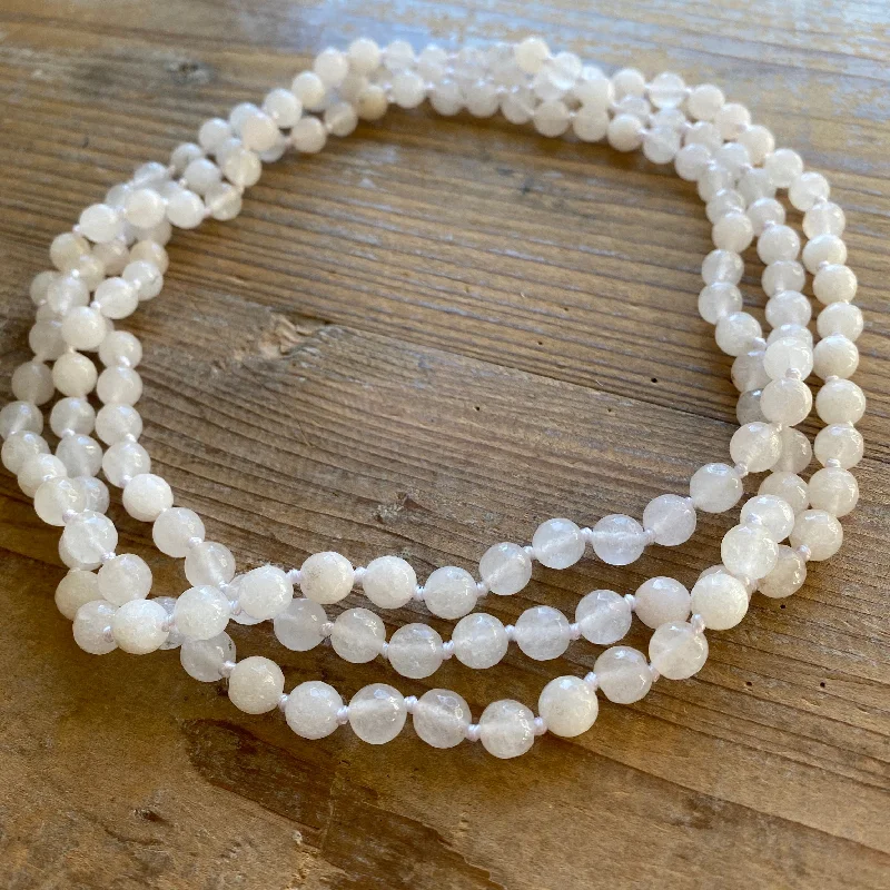 White Diamond Necklace-Sliced raw agate creamy stone necklace