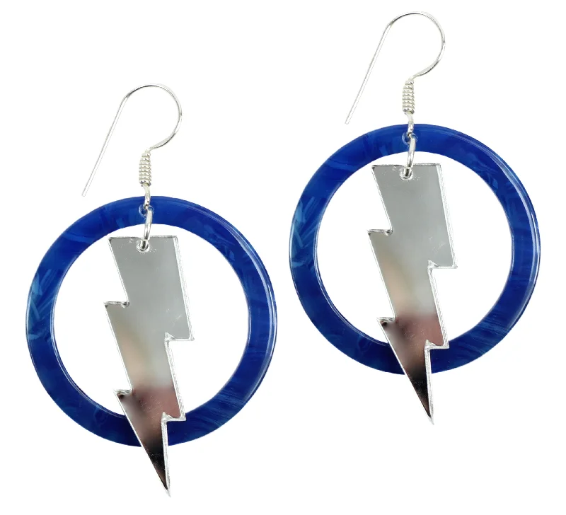 Large Silver Earrings-The Acrylic Lightning Bolt Earring