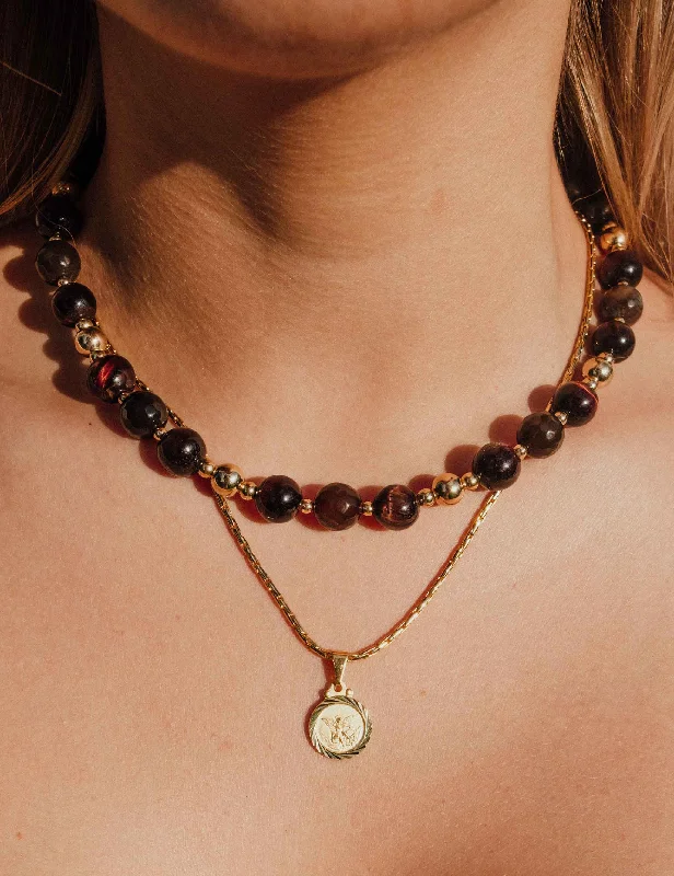 Minimalist Necklace for Women-Viola Red Tiger's Eye Necklace