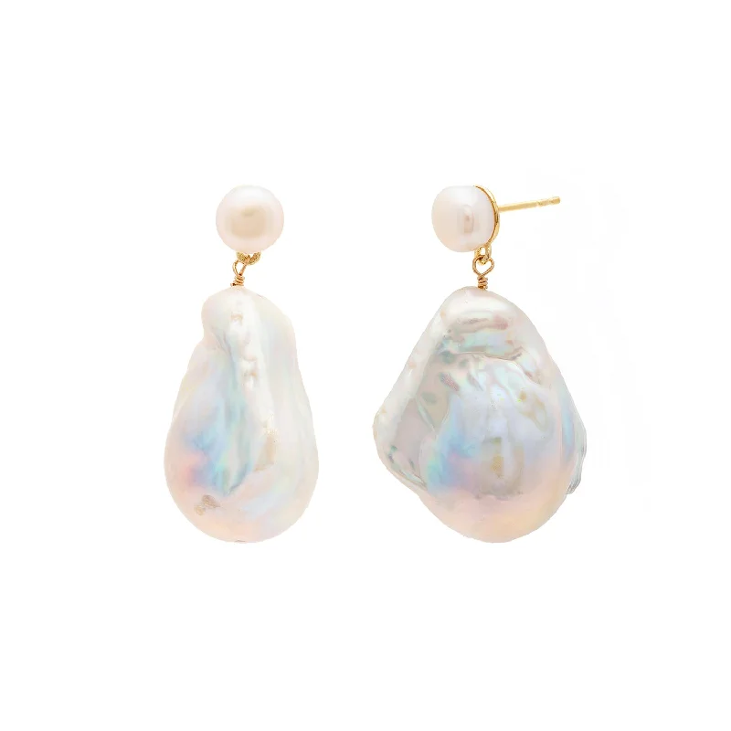 Simple Gemstone Earrings-Baroque Super Drops | Pearl