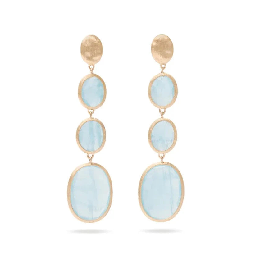 Red Gemstone Earrings-Siviglia 4 Station Aquamarine Drop Earrings