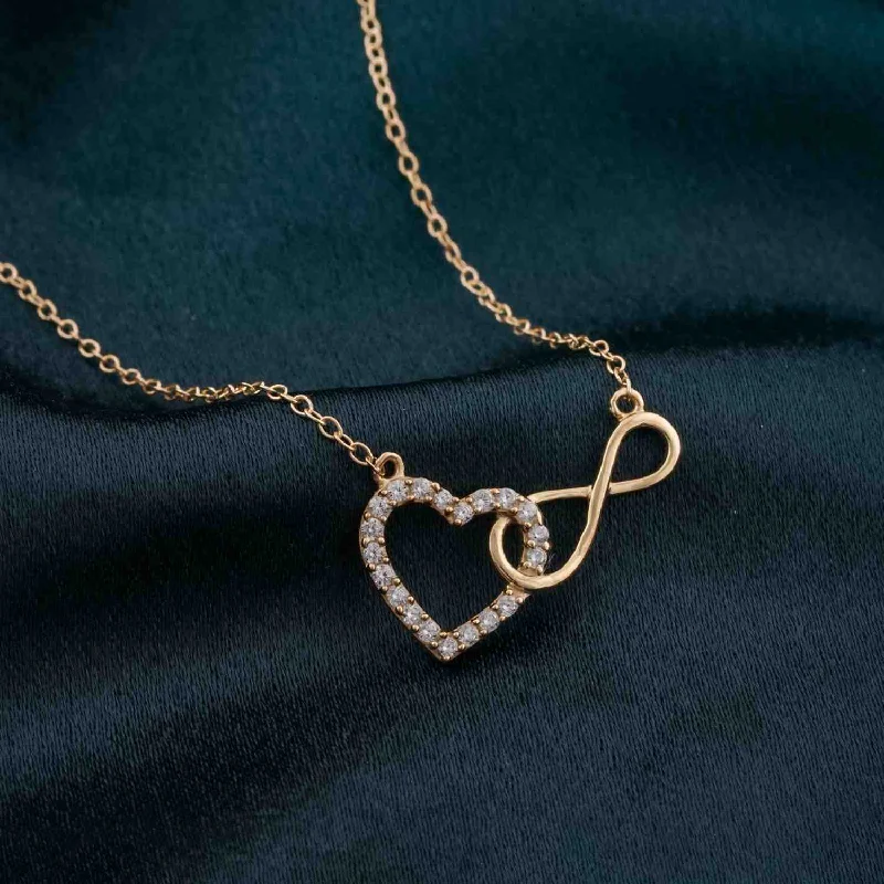 Luxury Charm Necklace-Golden Heart Infinity Zircon Necklace For Women