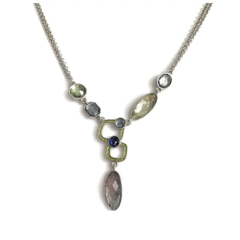 Artistic Silver Necklace-Kristin Statement Necklace With Colorful Crystal