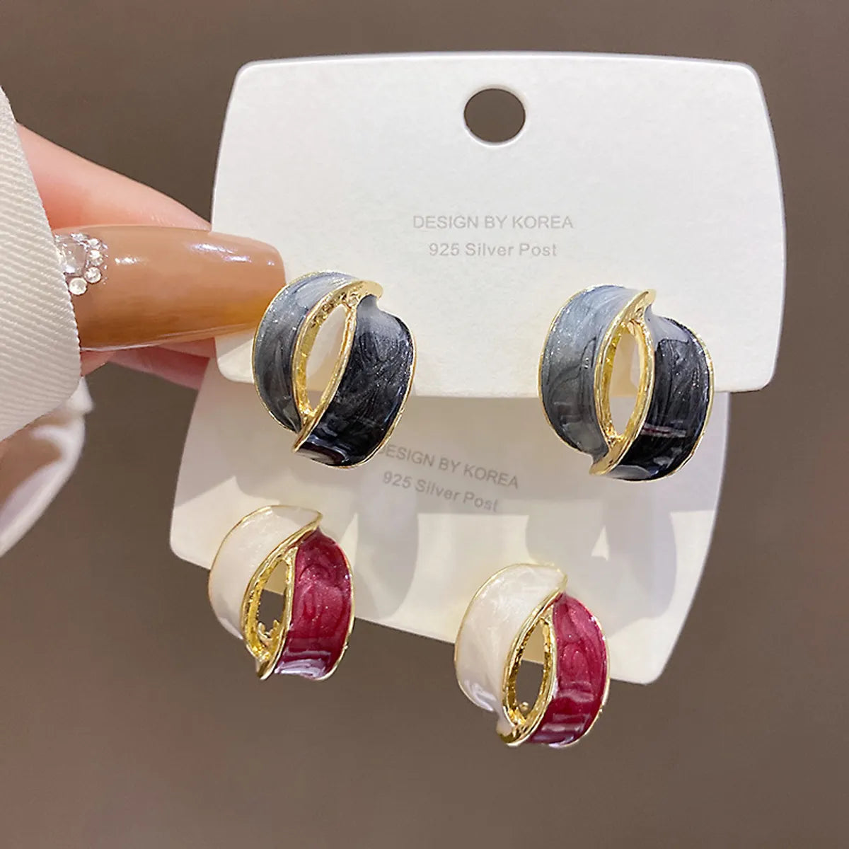 Rose Gold Wedding Ring-1 Pair Fashion Geometric Alloy Enamel Women's Ear Studs