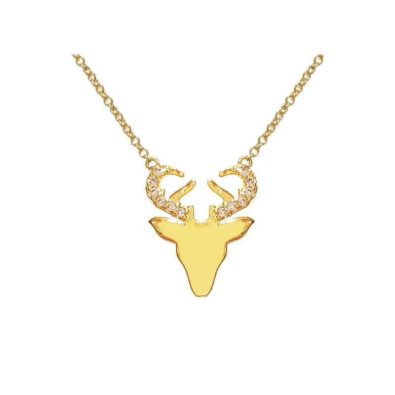 Crystal Charm Necklace-Roam Elk Pendant Necklace