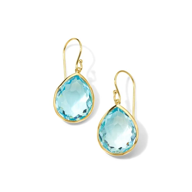 Luxury Gemstone Earrings-Small Single Stone Medium Teardrop Earrings in 18K Gold