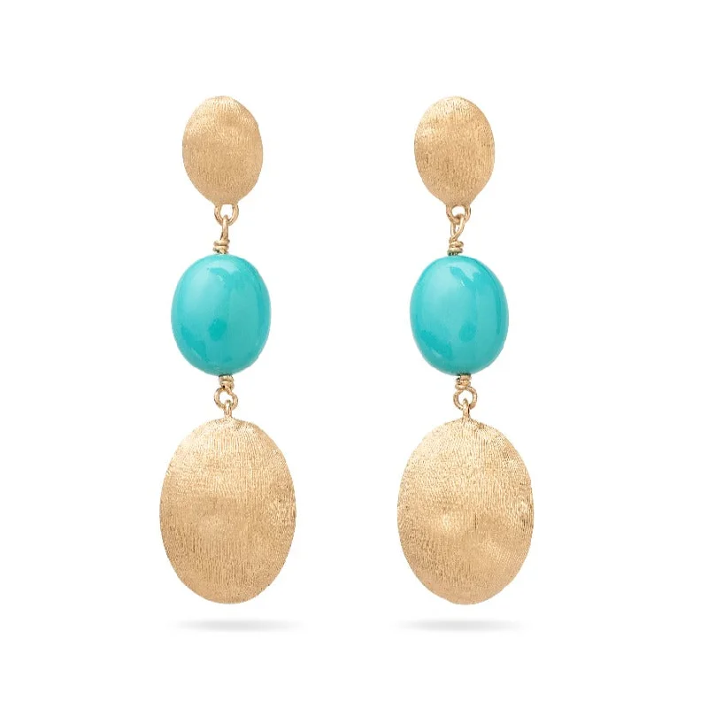 Gold Hoop Earrings-Siviglia 18k & Turquoise Drop Earrings