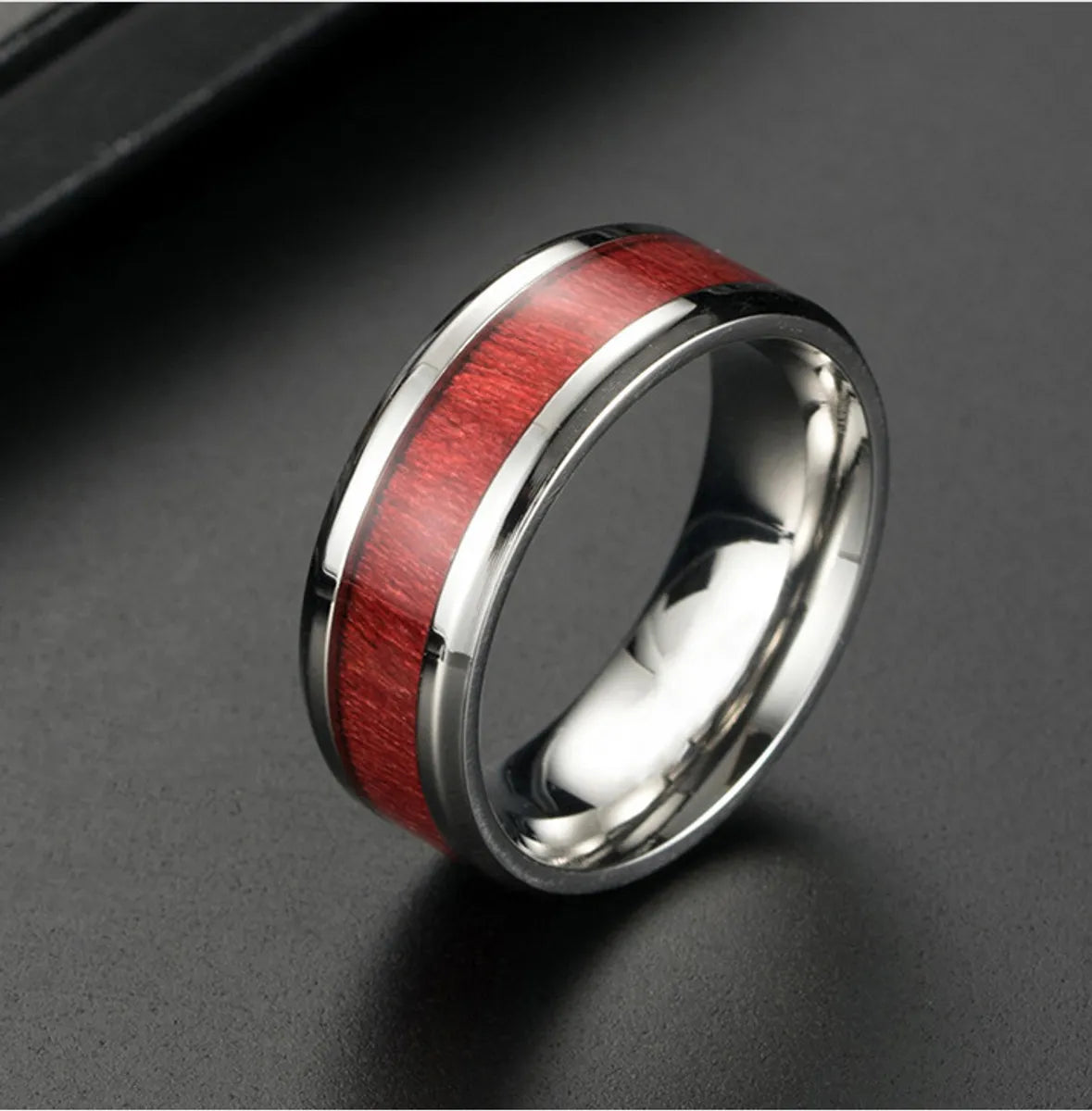 Elegant Emerald Ring-Vintage Style Color Block Titanium Steel Epoxy Men'S Rings