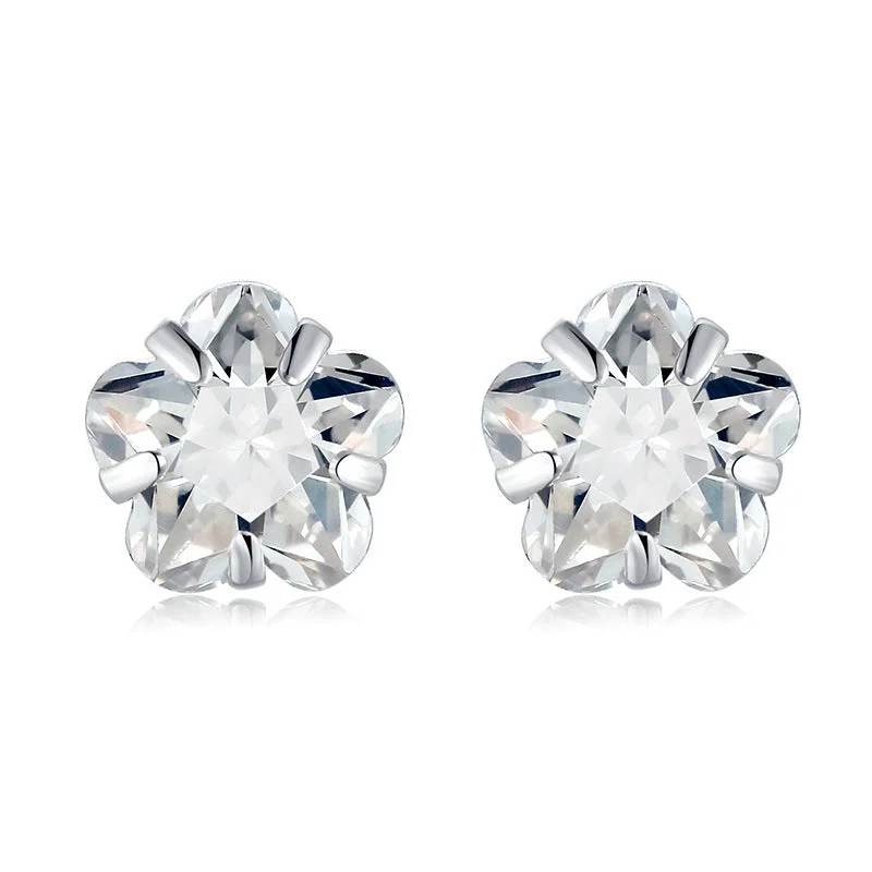 Flower zircon ear studs