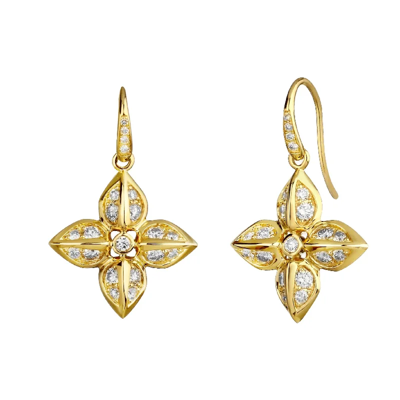 Shiny Stud Earrings-Diamond Flower Earrings