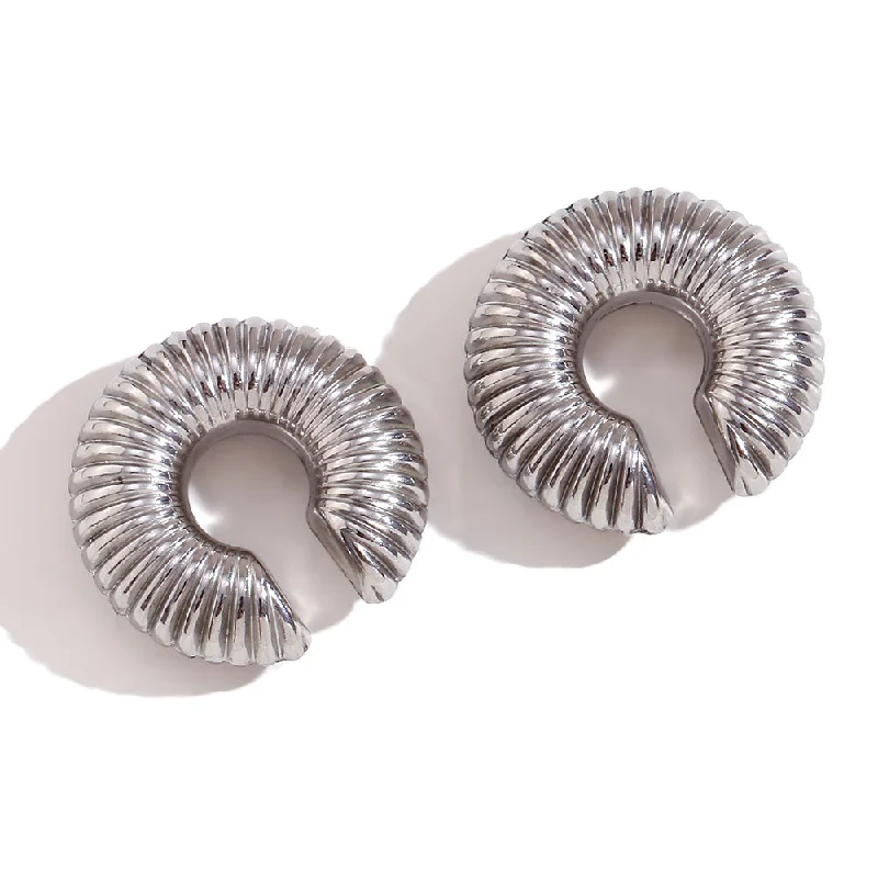 30mm Hollow Thread Ear Clip-Steel Color