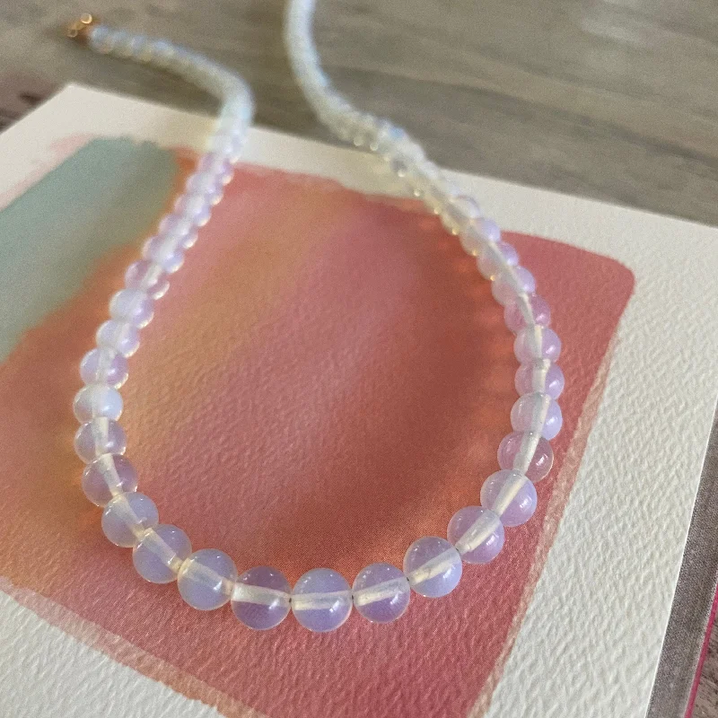 Adjustable Choker Necklace-Moonstone Glass Necklace