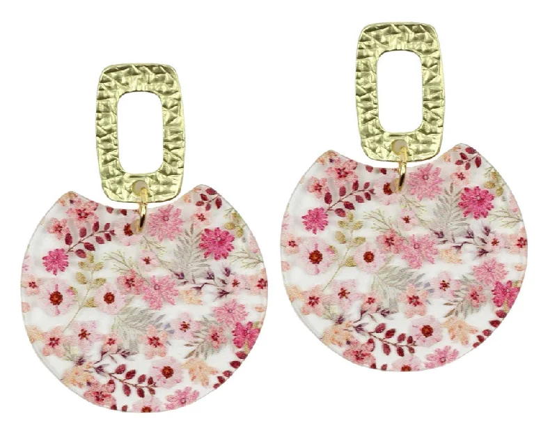 Stud Earrings for Bridesmaids-The Leighton Earring - Dusty Pink Floral