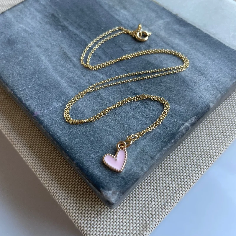 Vintage Gold Necklace-Teeny Heart Necklace