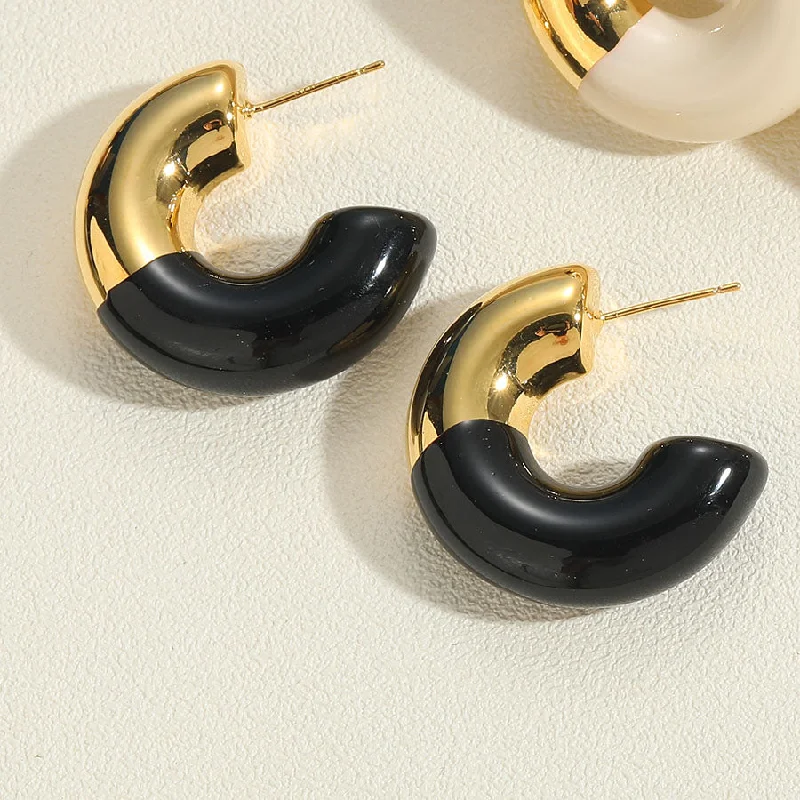 Black Enamel Earrings