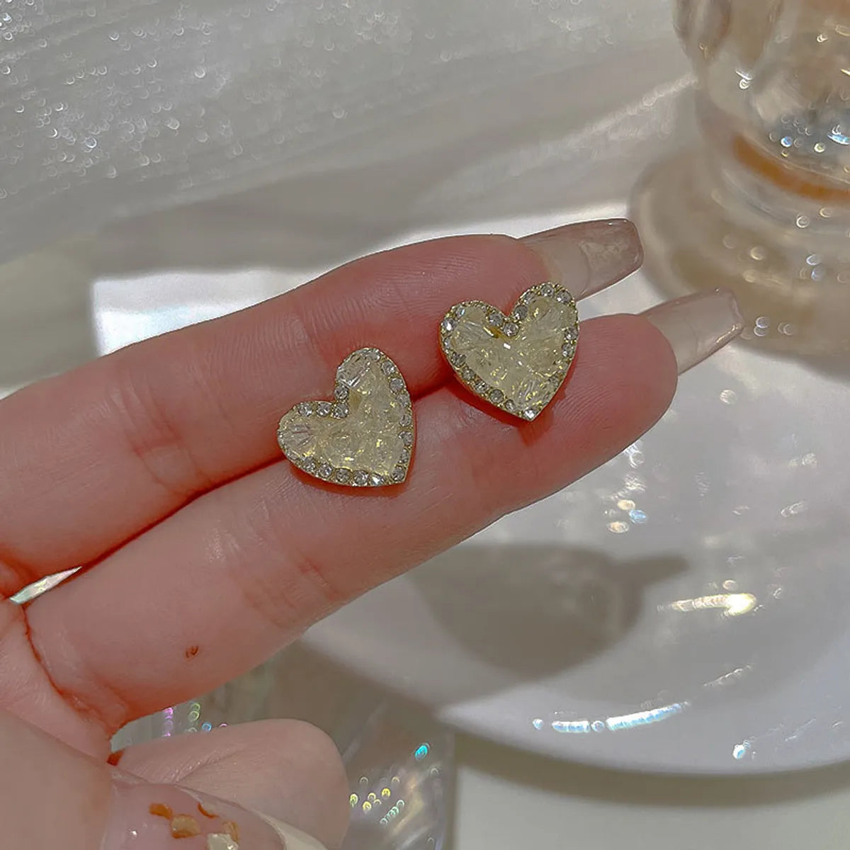 30# Small Love Heart Stud Earrings-Gold Silver Needle