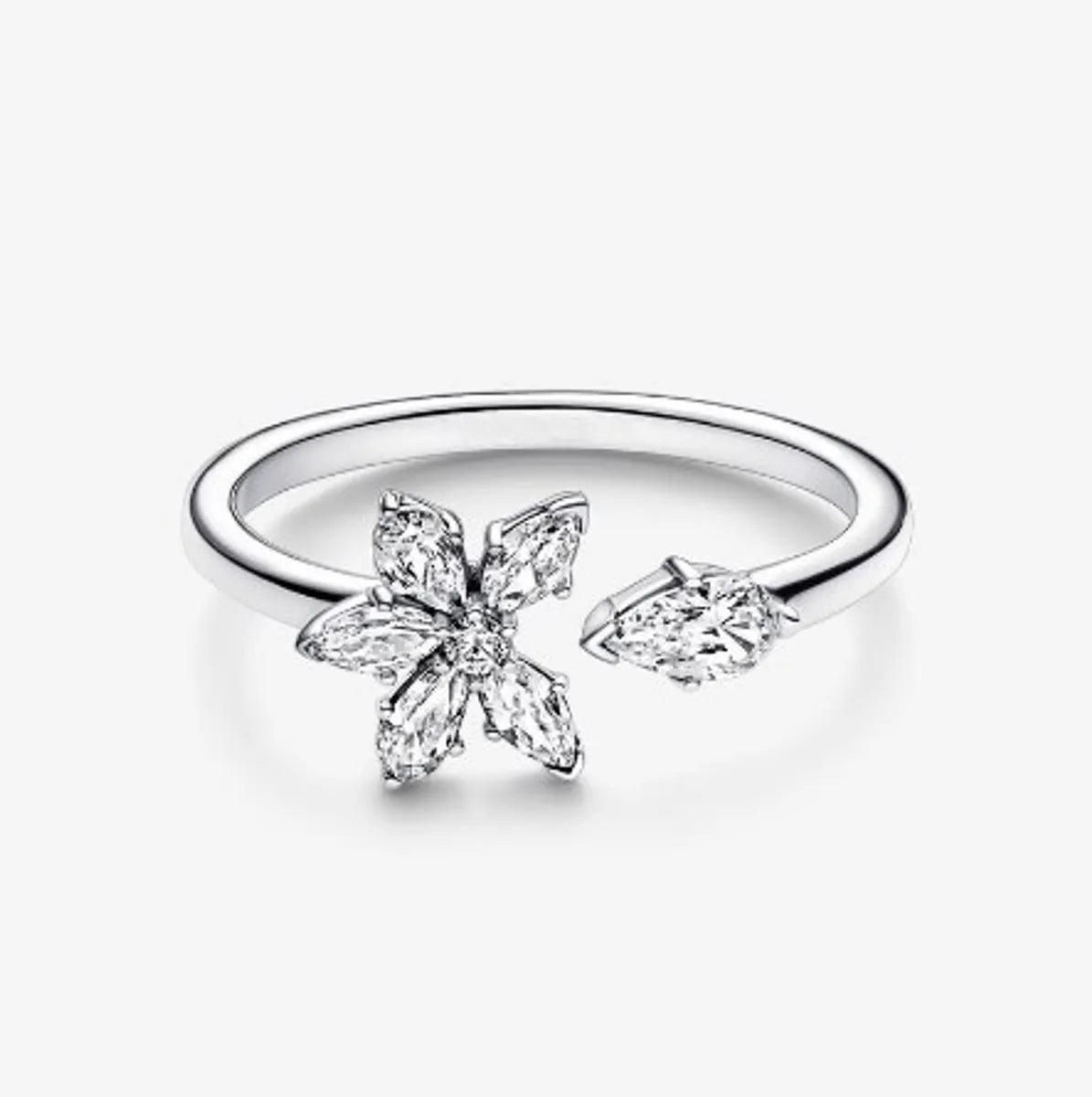 White Gold Engagement Ring-Ig Style Simple Style Round Flower Sterling Silver Zircon Rings In Bulk