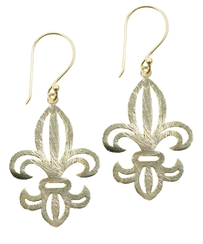 Silver Earrings with Diamonds-Fleur De Lis Earring