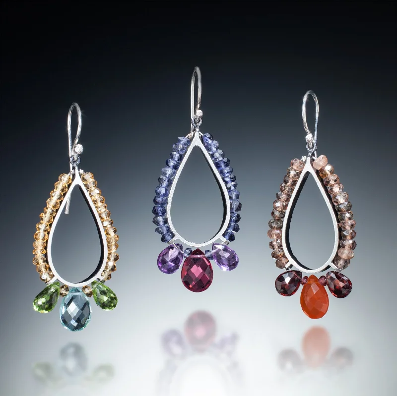 Stylish Dangling Earrings-Gemstone Teardrop Earrings