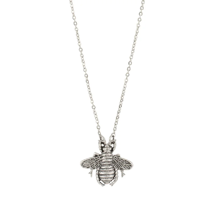 Pearl Charm Necklace-Hey Honeybee Necklace in Silver