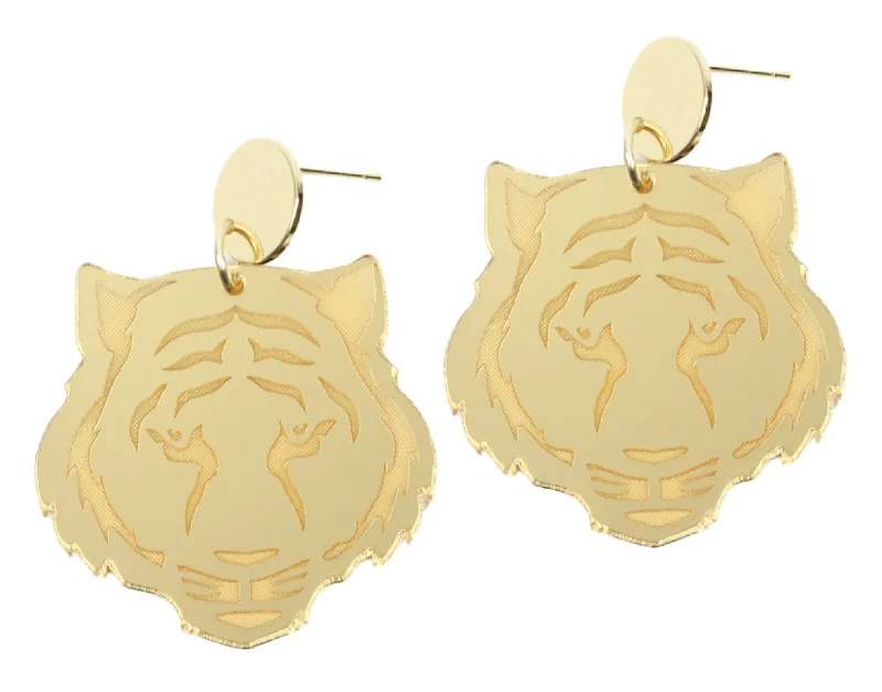 Stylish Dangling Earrings-Gold Tiger Earring