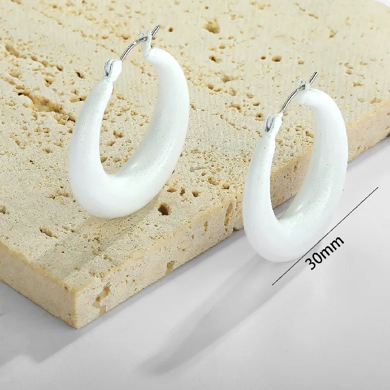 30mm White Earrings