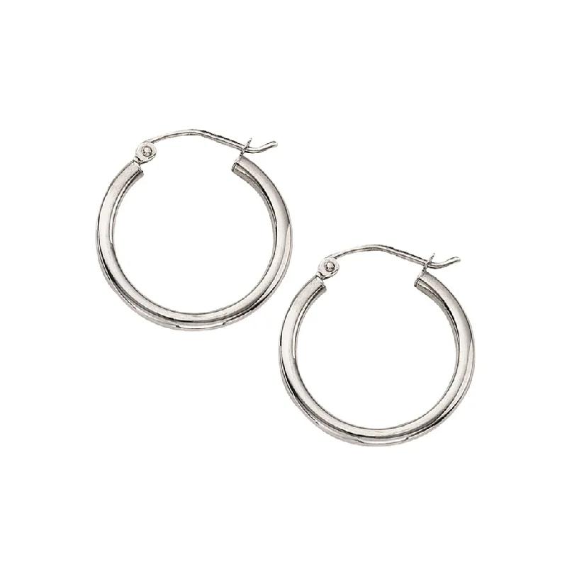 Boho Chic Earrings-14K White Gold 2x25mm Polished Hoop Earrings