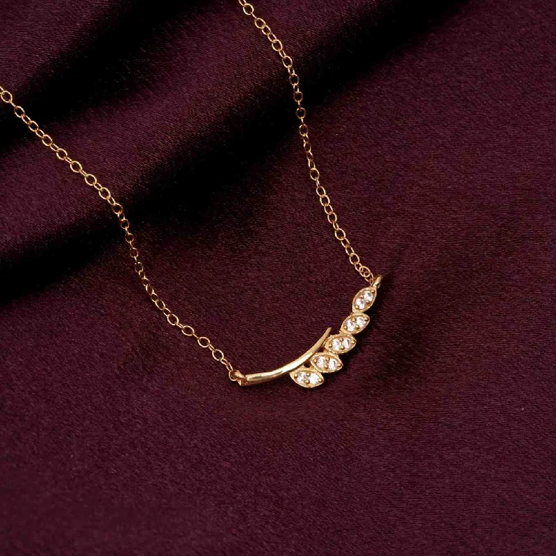 Simple Silver Necklace-Golden Zircon Bar Necklace