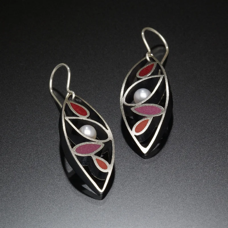 Gemstone Drop Earrings-Marquis Earrings (red)