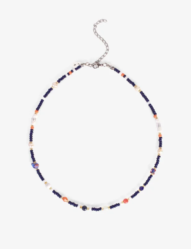 Bead Chain Necklace-Crush City Necklace in Blue