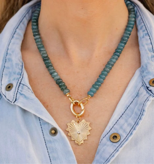 Natural Stone Necklace-Montego Bay Stone Blue Gemstone Necklace