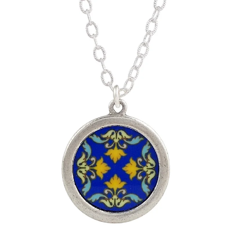 Custom Gold Necklace-Retreat Necklace - Blue Pendant