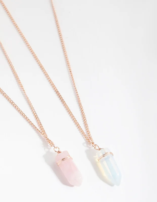 Simple Bar Necklace-Mixed Metal Wrapped Shard Necklace pack