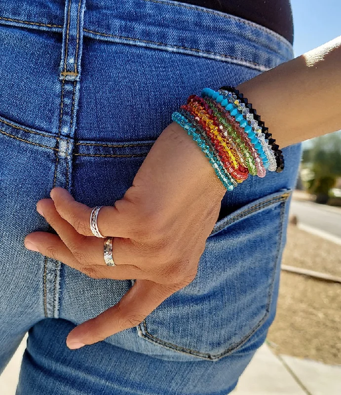 Simple Gold Rope Bangle Bracelet-Stretch Bracelets -Swarovski Crystals - Stack of 6 or 10