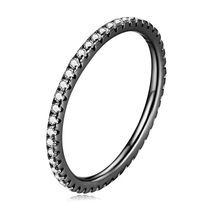 Simple Elf-Silver Ring Black Gold 8