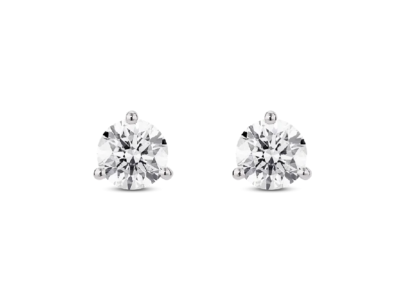 Clear Gemstone Earrings-14K White Gold 1.03ctw Round Diamond Solitaire Stud Earrings